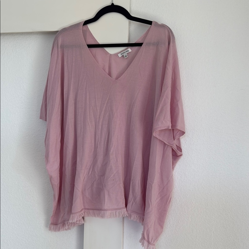 Johnny Was Pink Boxy Tunic with V-Neck